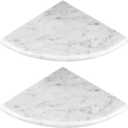 Chunful 2 Pcs White Marble Corner Shower Shelf for Bathroom 9 x 9 Inch Wall Mounted Both Sides Polished Marble Corner Shelves Shower Caddy for Bathroom Wall (Stylish)
