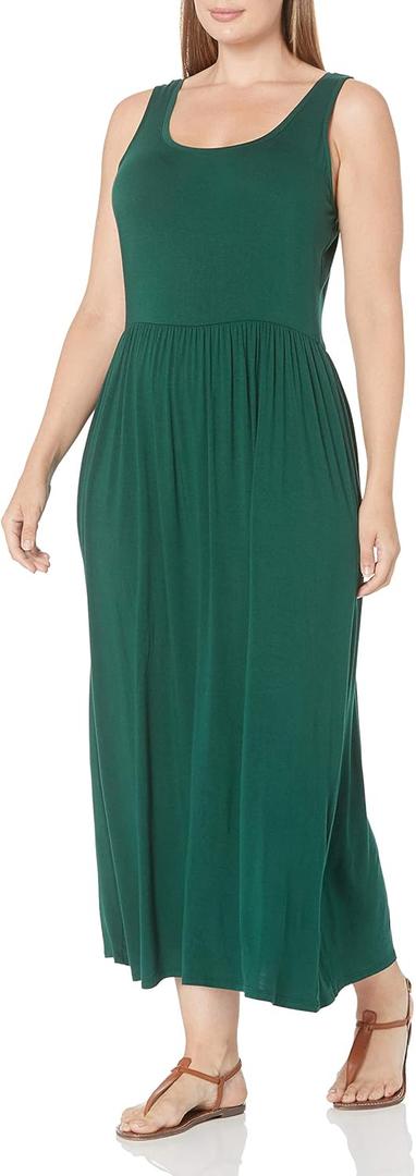 Amazon Essentials Women's Tank Waisted Maxi Dress, Jade Green, X-Small