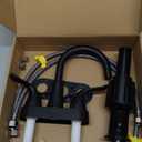 KPW Bathroom Sink Faucet 2 or 3 Hole Matte Black Centerset 4 Inch Bathroom Sink Faucet 2 Handle Plating Over ABS Plastic Non-Metallic Lavatory Bathroom Faucet with Pop up Drain Water Supply Hoses