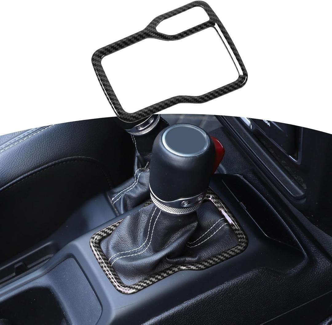 RT-TCZ for Jeep JL Gear Shift Trim Cover Frame for Jeep Wrangler JL JLU 2018-Present for Gladiator JT 2020-Present Black Carbon Fiber Interior Accessories