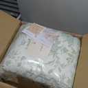 Laura Ashley - Queen Comforter Set, Reversible Cotton Bedding, Includes Matching Shams with Bonus Euro Shams & Throw Pillows (Natalie Sage/Off White, Queen)