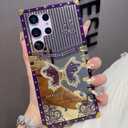 Changjia for Samsung Galaxy S24 Plus Kickstand Case,Cute Luxury Glitter Bling Sparkly Diamond Butterfly with Foldable Stand Elegant Mirror Back Shockproof Women Girls Case for Galaxy S24 Plus, Purple