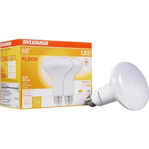 Sylvania LED Flood Light Bulb BR30 2-Pack Bundle, 65W Equivalent Efficient 9W, Dimmable, 650 Lumens, 10 Year Lifespan, 3500K Bright White and 2700K Soft White