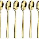 8-Piece Mini Coffee Spoon, Ice Cream Spoon, Small Spoons for Dessert 6-inch(Shiny Gold)