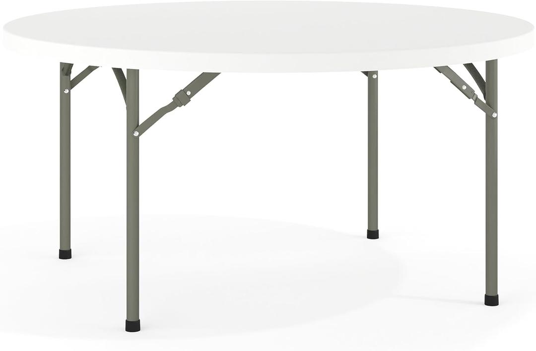 Flash Furniture 5' Round All-Occasion Plastic Folding Event Table for Parties and Trade Shows, Folding Banquet Table for Indoor/Outdoor Events, White