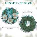 Briful 26 Teal & Green Front Door Wreath, Luxury Coastal Floral Wreath with Gold Accents, Modern Year Round Porch & Entryway Decor