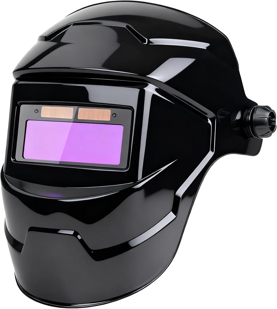 Auto Darkening Welding Helmet, True Color Welding Hood, 1/25000s Response Time, Arc Sensor, Solar Powered Welder Hood Mask, Suitable for TIG MIG STICK CUT GRIND
