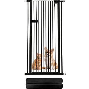 Lumizone Extra Tall Cat Gate 55.12" High Pressure Mounted Extra Wide 2025 New (17 Sizes) 1.37" Gap No Drilling Auto-Close One-Handed Operation Tall Pet Gate for Dogs(Black, 29.92"-34.24"/76-86.5cm)