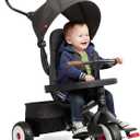 Radio Flyer City 4-in-1 Stroll 'N Trike, Black, for Riders 1-5 Years Old, 4 Riding Modes, 3 Point Harness with Comfort Pad, Parent Controlled Steering, Rear Storage, Stroller Tricycle for Toddlers