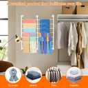 7-Tier Double Row Metal Ribbon Organizer Wall Mount, 14 Removable Rods Large Capacity Storage Holder Rack, Heavy Duty Craft Room Organization for Flower Shop DIY Yarn Gift Bag - White