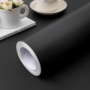 23.6 in x 236.2 in Black Wallpaper Black Peel and Stick Wallpaper
Soild Matte Textured Self Adhesive Removable Vinyl Film Paper for Cabinets Countertops Wall Decoration Coverings