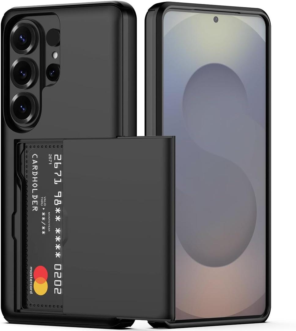 Nvollnoe for Samsung S26 Ultra Case with Card Holder Dual Layer Heavy Duty Protective Case Hidden Card Slot Slim Wallet Case for Samsung S26 Ultra 6.9''(Black)
