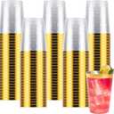 Goodluck 100PCS 10oz Gold Plastic Cups for Party, Disposable Gold Rim Cups, Plastic Cocktail Glasses for Wedding Thanksgiving, Christmas, and Parties