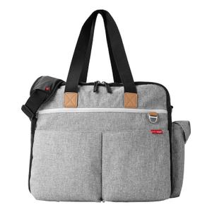 Skip Hop Diaper Bag: Iconic Duo Weekender, Extra Large Capacity with Changing Pad & Stroller Attachment, Grey Melange Skip Hop Diaper Bag: Iconic Duo Weekender, Extra Large Capacity with Changing Pad & Stroller Attachment, Grey Melange