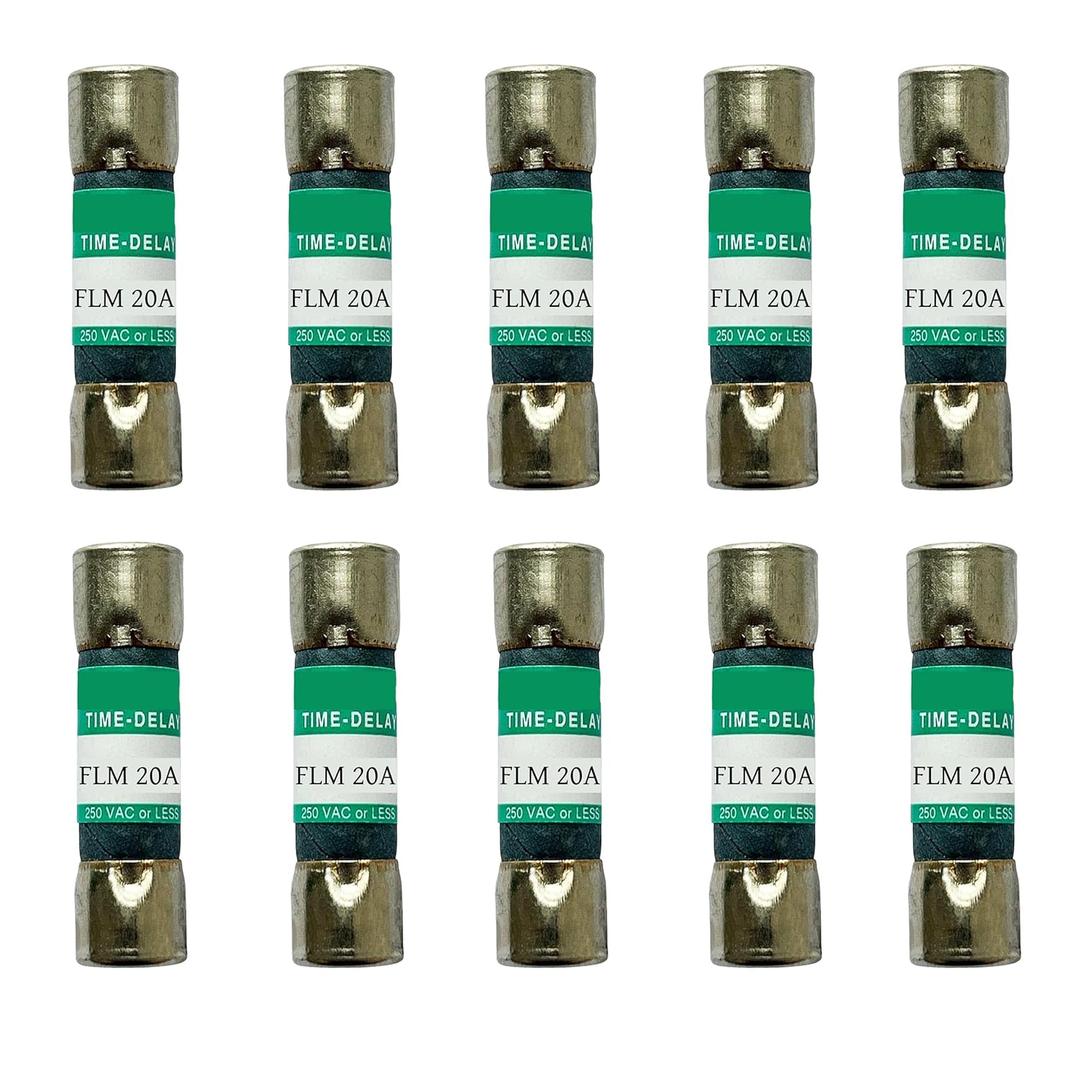 10-Pack New FLM-20 FLM 20A 250Vac Time Delay Fuse,FLM-20A Current Limiting Cartridge Fuses