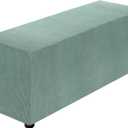 uxcell Stretch Ottoman Cover Rectangular Oversized Square Ottoman Slipcover with Elastic for Foot Stool Living Room Bedroom Fit Length 101-127cm / 40"-50", Large, Bean Green