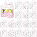 Sweetude 24 Pcs Volleyball Clear Treat Bags with Handles Bulk Volleyball Goodie Bags Sport Theme Party Gift Favor with Pink Bow Ribbon for Girl Youth Team Snack Birthday Gifts 7.9 x 7.9 Inch