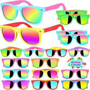 GIFTINBOX 16Pack Neon Kids Sunglasses Bulk Party Favors for Boys & Girls, UV400 Protection, Pool Beach Party Favors, Great Gift for Birthday Party