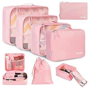 BAGAIL 8 Set Packing Cubes Luggage Packing Organizers for Travel Accessories-Blush Pink