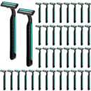 120 Pack Disposable Twin Blade Razors Individually Wrapped, Clear Safety Cap Multipurpose Portable Shave Razor for Man Woman Bathing Hotel Travel (Green)