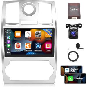 [2G+64G] Car Radio for Chrysler 300 2005 2006 2007 2008 2009 2010, Android 13 Touch Screen Stereo, Carplay/Android Auto/1080P/Hi-Fi Audio/Bluetooth + AHD Backup Camera + MIC