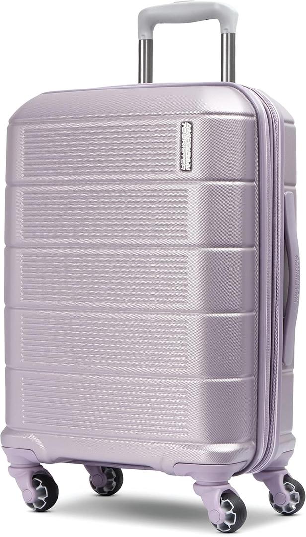 American Tourister Stratum 2.0 Expandable Hardside Luggage with Spinner Wheels, Jet Black, Carry-on,  Purple Haze