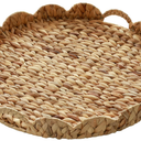 Gurfuy Extra Large Round Ottoman Table Tray with Handles - 19.7" Handmade Wicker Serving Hand Woven Tray for Farmhouse Decorative Oversized Coffee Table Trays Living Room Kitchen Counter Breakfast