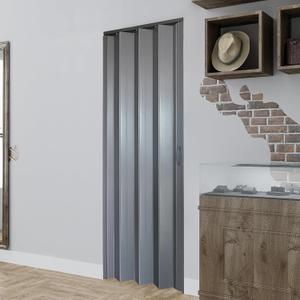 DIYHD 30X80in Interior Folding PVC Accordion Door, Grey, Include Door and Mounting Hardware, Handle, Latch