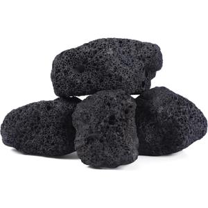 6.1-8.1 Inches Natural Black Lava Rock, 4 PCS Large Aquarium Rocks for Aquascaping, Terrariums, Reptile Tanks & Aquarium Decor