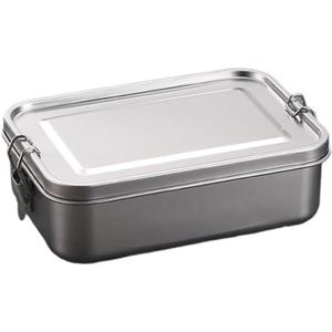 Stainless Steel Bento Food Container, Large Leak Proof Metal Bento Container for Kids or Adults (20.2x14x6.6cm)