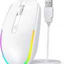 Seenda Wired RGB Backlit Optical LED Mouse - USB Cord for Laptops, Notebooks, Chromebook (White)