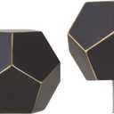 Ivilon Faceted Hexagonal Finials for Curtain Rods of 7/8 and 1 inch diameter Color Antique Black