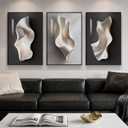 3 Piece Framed Black and White Abstract Wall Art for Living Room, Contemporary Modern Bright Style Prints Paintings, Minimalist Luxury Artwork Decor for Bedroom Dining Room Hallway 20x30 Inch