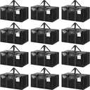 6 Pack Extra Heavy Duty Large Moving Bags with Strong Zipper & Comfortable Handles, Sturdy & Durable Clothes Storage Bags Totes Bins, Packing Moving Boxes for College Supplies, Black