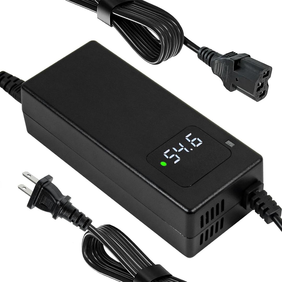 54.6V 2A Lithium Battery Charger for tuttio soleil01 48V 21AH Lithium Battery, Smart Charger with Display to Prevent Overcharging