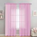 OVZME 2 Pack: Basic Pink Sheer Curtain 84 Inches Long, Light Filtering Sheer Drapes for Living Room Bedroom, Each 42" W x 84" L