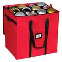 Christmas Extra Large Ornament Storage Container - Box Stores Up to 48 – 6” Ornaments – With 4 Individual Trays -Heavy Duty 600D Tear Resistant Material, Zippered, Adjustable Dividers 