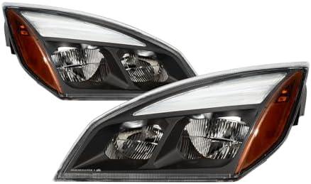 EVERESTHD Pairs LED Headlight Fits for Freightliner Cascadia 2018-up Included All LEDs Black Housing Performance Headlights