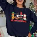 KIMSOONG Christmas Sweatshirts for Women Merry and Bright Santa Print Xmas Sweatshirt Crewneck Pullover Shirts (Blue, XL)