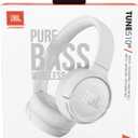 JBL Tune 510BT - Bluetooth headphones with up to 40 hours battery, microphone for call, foldable and comfortable, Android and iOs compatible (White)
