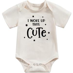 Newborn Baby Bodysuit Infant Short Sleeve Funny Letters Print Romper Reveal Pregnancy Announcement Clothes