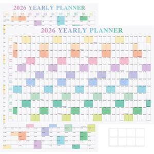 24" x 36" Exellewis 2026 Wall Calendar, Folded Large Paper Yearly Planner 12 Months, January to December 2026, 2-Sided Reversible Horizontal/Vertical School Office Business Year Calendar