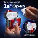 Anqrp MagArmor Auto-Open for AirPods 4th Generation Case with Built-in Magnets, [One-Press Auto-Open] [Compatible with Mag-Safe Charging], Full-Body MIL-Grade Protective with Air-AL Carabiner Red
