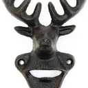 Sungmor Wall Mounted Bottle Opener, Cast Iron Cool Deer Head Bottle Opener, Beer Coke Beverage Bottle Cap Opener, Vintage Rustic Style Wall Hanging Opener, Bar Farmhouse Wall Ornament, Practical Gift