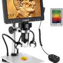 7" LCD Digital Microscope 1200X,Leipan 12MP Coin Microscope with Screen for Adults,1080P Video Microscope with 32GB TF Card and 12pcs Slides,Wired Remote,2 Side Lights,Windows/Mac OS Compatible