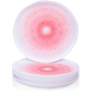 Silver Spoons Lava Collection White Hammered Plastic Salad Plates with Blush Mist Finish - 9" (Pack of 10) - Perfect for Weddings, Parties & Special Occasions