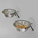 PETKARAY Window Bowls for Indoor Cats, 12 Ounces Food Bowl for Window, Dog Proof Cat Feeding Station, Foldable Stainless Bowl (Pack of 2)