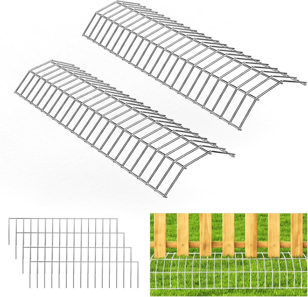 Original Gate Plate, Metal Anti Animal Digging Fence, Dog Digging Deterrent, Hot-dip Galvanized Underground Gap Filler, 2 Pack with 4 Animal Fence Barrier