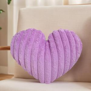 16 Inch Lavender Heart Pillow Valentine Soft Decorative Throw Pillows, Heart Shaped Fluffy Faux Fur Pillows Cushions for Couch Chair Bed Bedroom Room Home Decor Aesthetic (1, Lavender, Medium-16"x13")