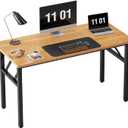 Need Home Office Desk 47 inches Folding Computer Table Workstation No Install, Teak and Black